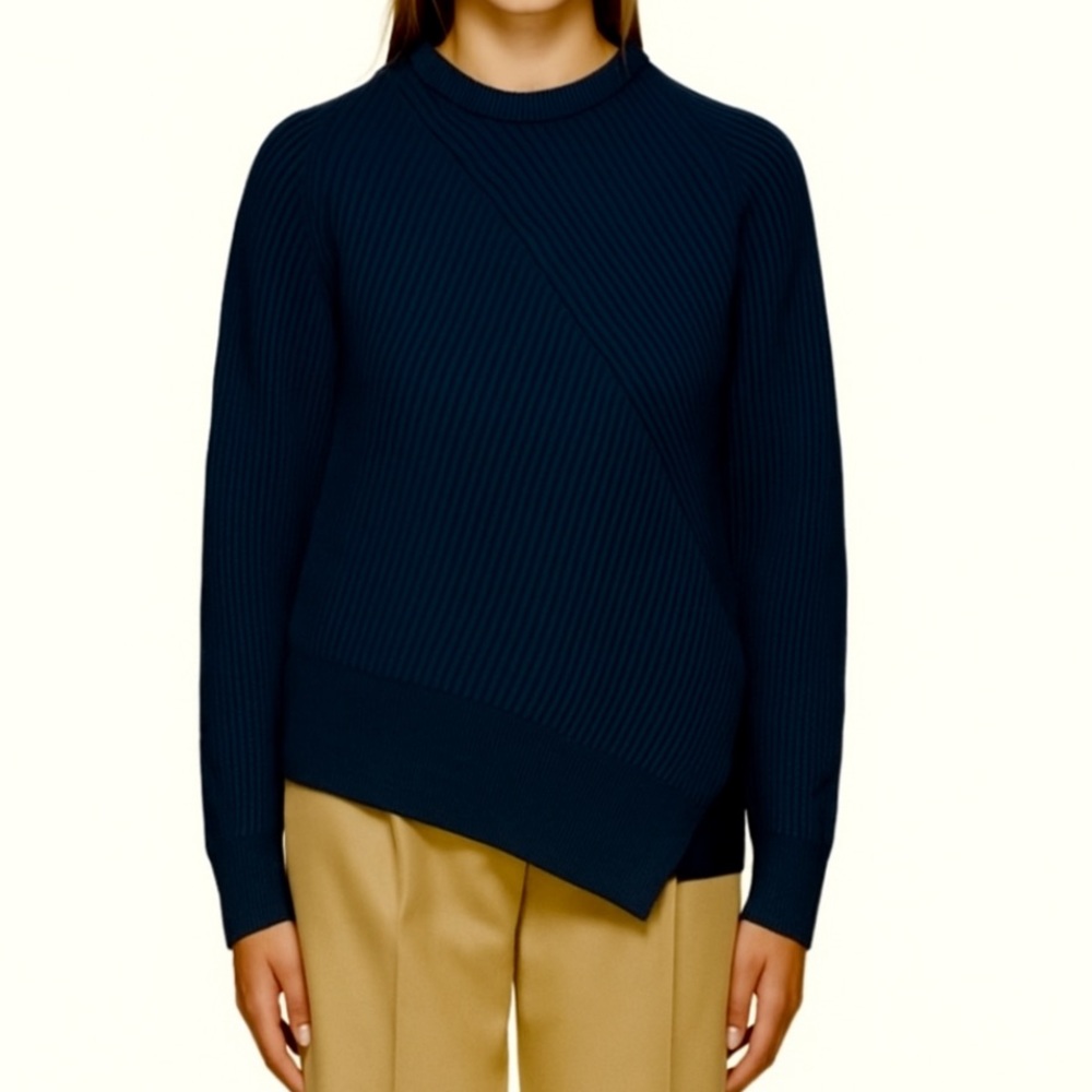 Cedric Charlier Blue Wool Asymmetric Sweater - size 4 womens small
